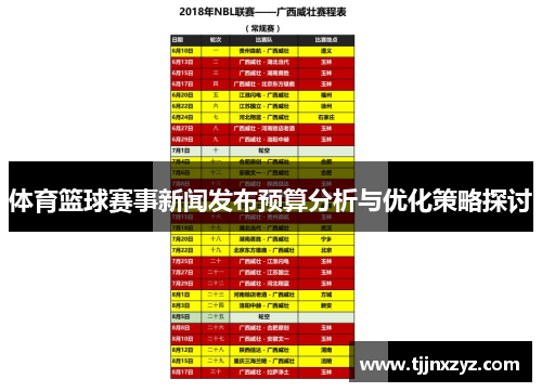 体育篮球赛事新闻发布预算分析与优化策略探讨